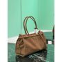 Prada Cocoa Brown Large suede leather handbag